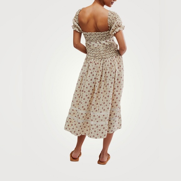 🆕 Free People Juniper Bali Floral Dress Ditsy Floral Neutral Ivory Size 10 - Picture 3 of 8
